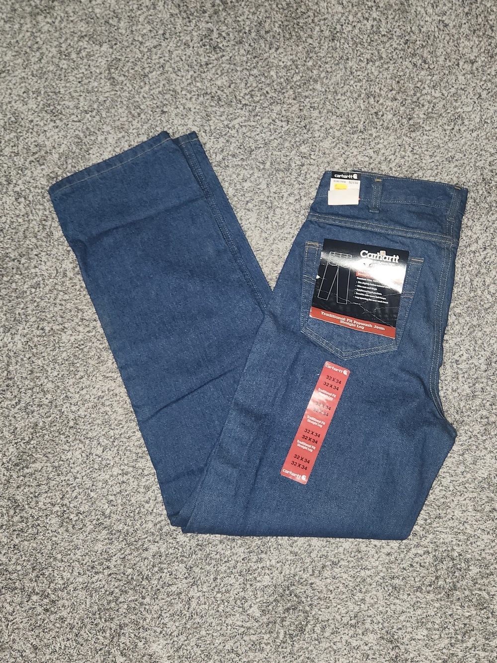 NEW! NWT Carhartt Traditional Fit Straight Leg Jean Size 32x34 B280 PRW